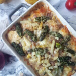 zapiekanka ze szparagami, sosem beszamel, jajkami i mozzarellą