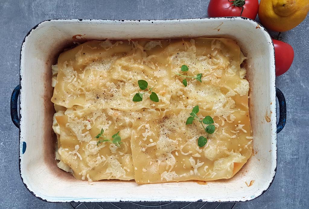 wegańska lazania ze szparagami